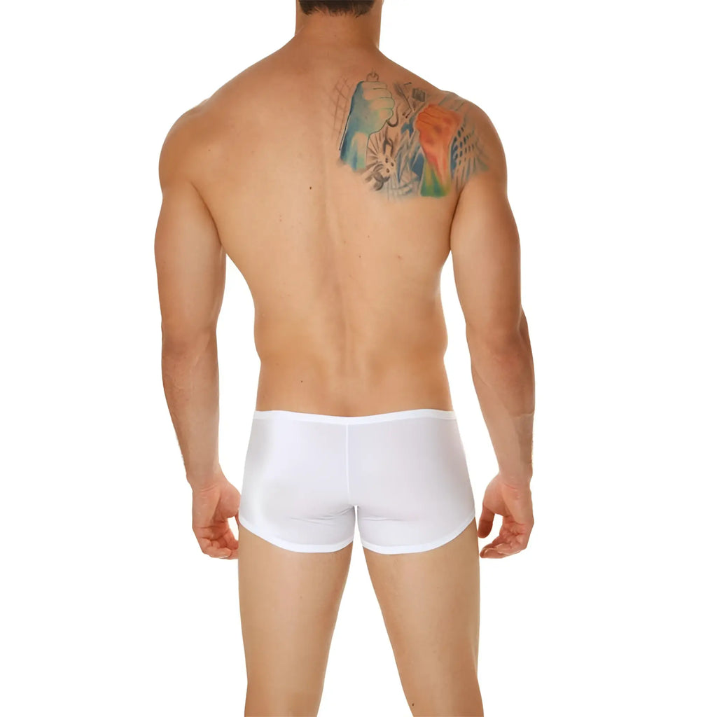 White cover male cm206 boxer brief athletic briefs with smooth form fitting design and breathable fabric