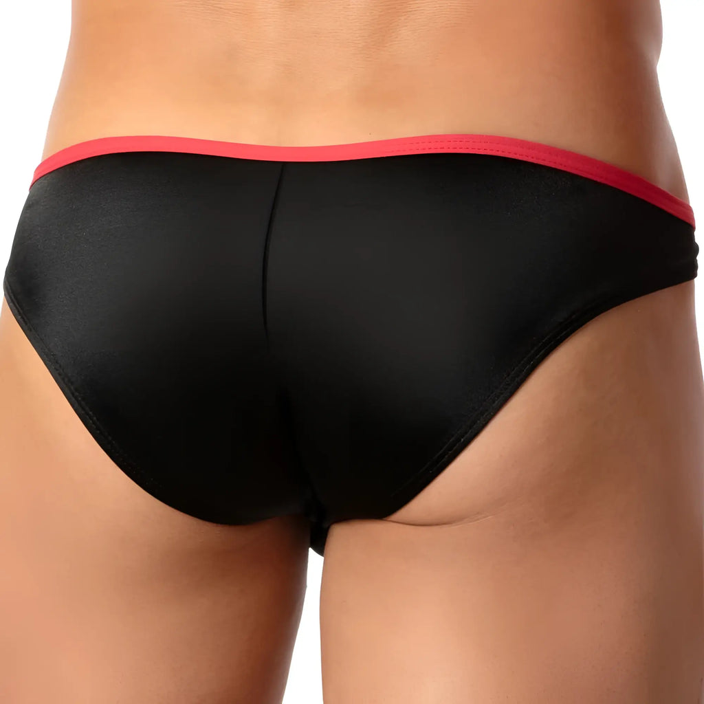 Black Cover Male CMI035 bikini brief with red waistband designed for comfortable daily wear