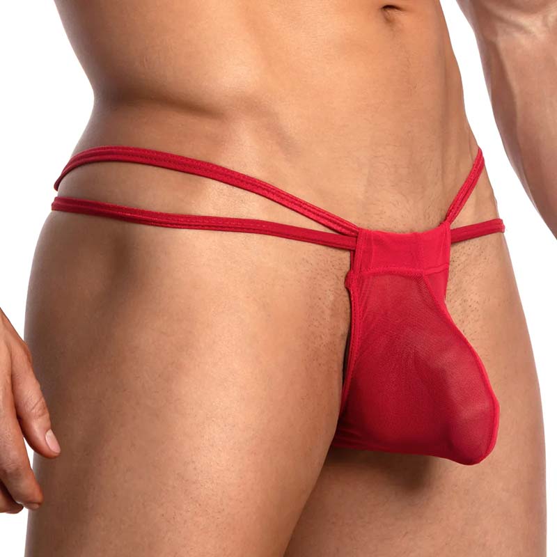 Cover Male Show Off Slide Mesh Doppelstring Bikini Unterwäsche Rot CMI038 Größe S