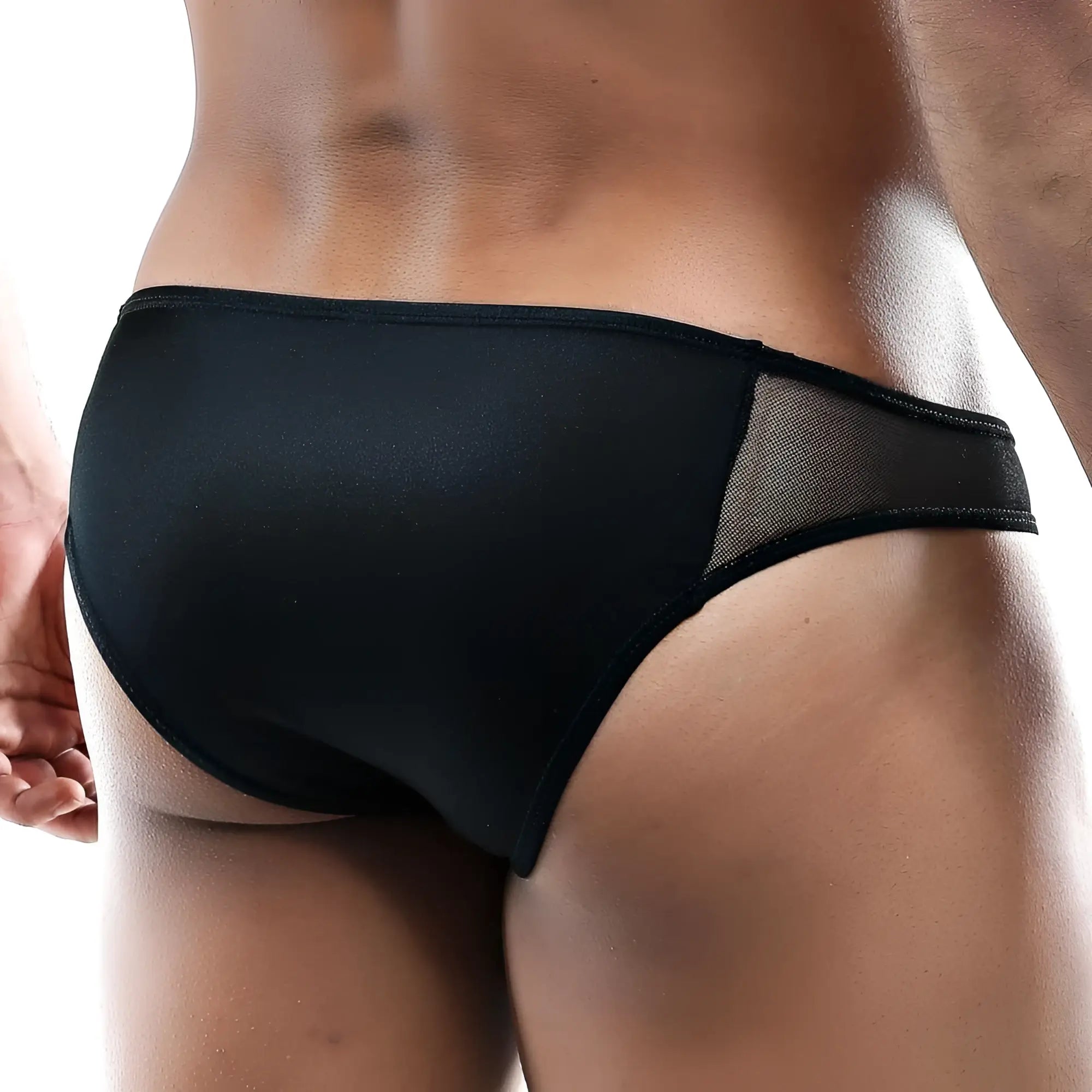 Cover male cmj021 black men’s briefs with breathable mesh side panel for comfortable everyday wear