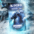 Creature Cocks BJ Pops spearmint cooling oral sex candy packaging featuring a blue, icy dragon design.
