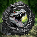 Creature Cocks Black Caiman silicone cock ring, textured like a caiman's body, set against a swampy jungle background.
