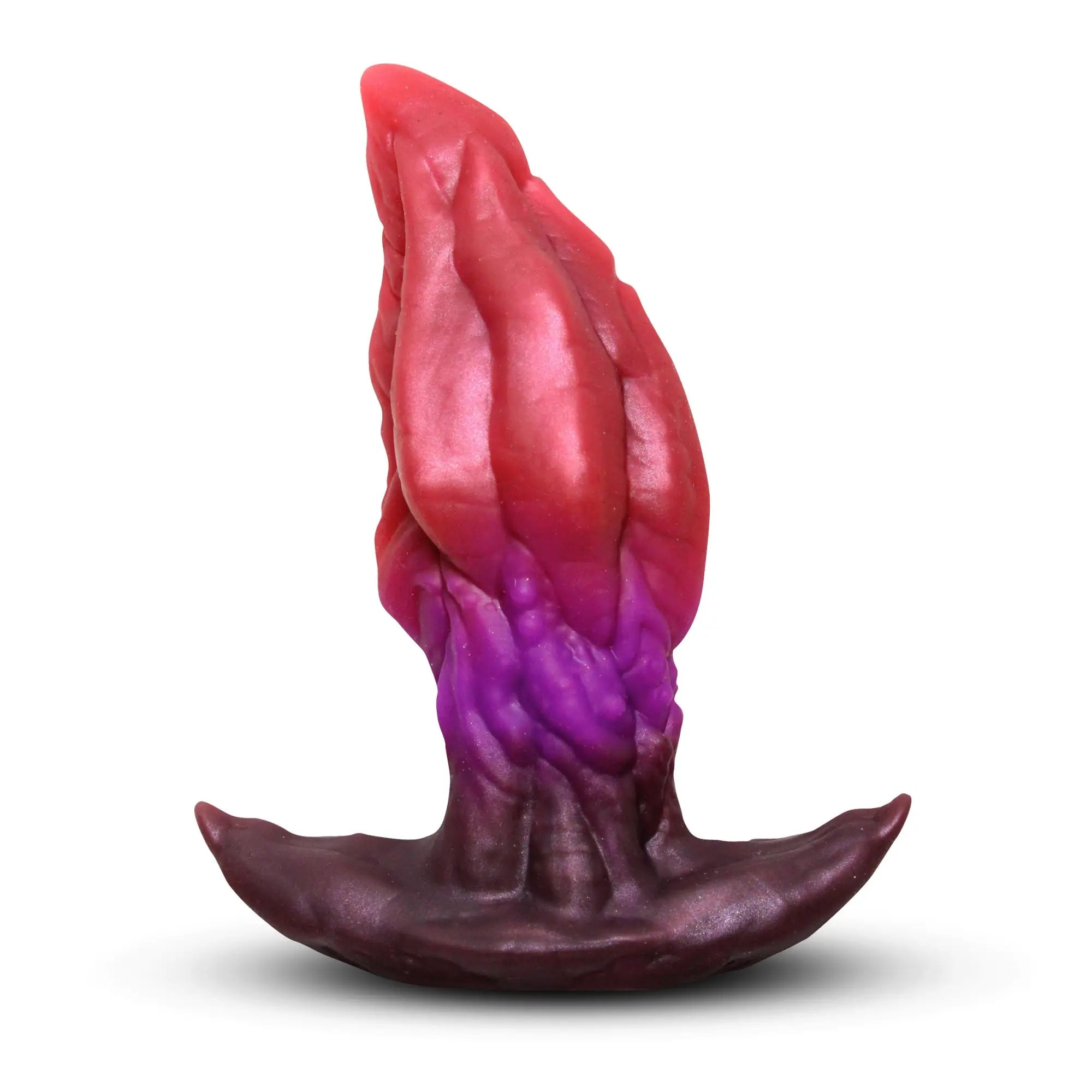 Creature Cocks Crawler silicone butt plug in a textured, organic design with a red, purple, and dark base gradient.