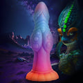 Creature Cocks Galactic Alien silicone dildo in blue-to-orange gradient, featuring textured, fantasy-creature design.