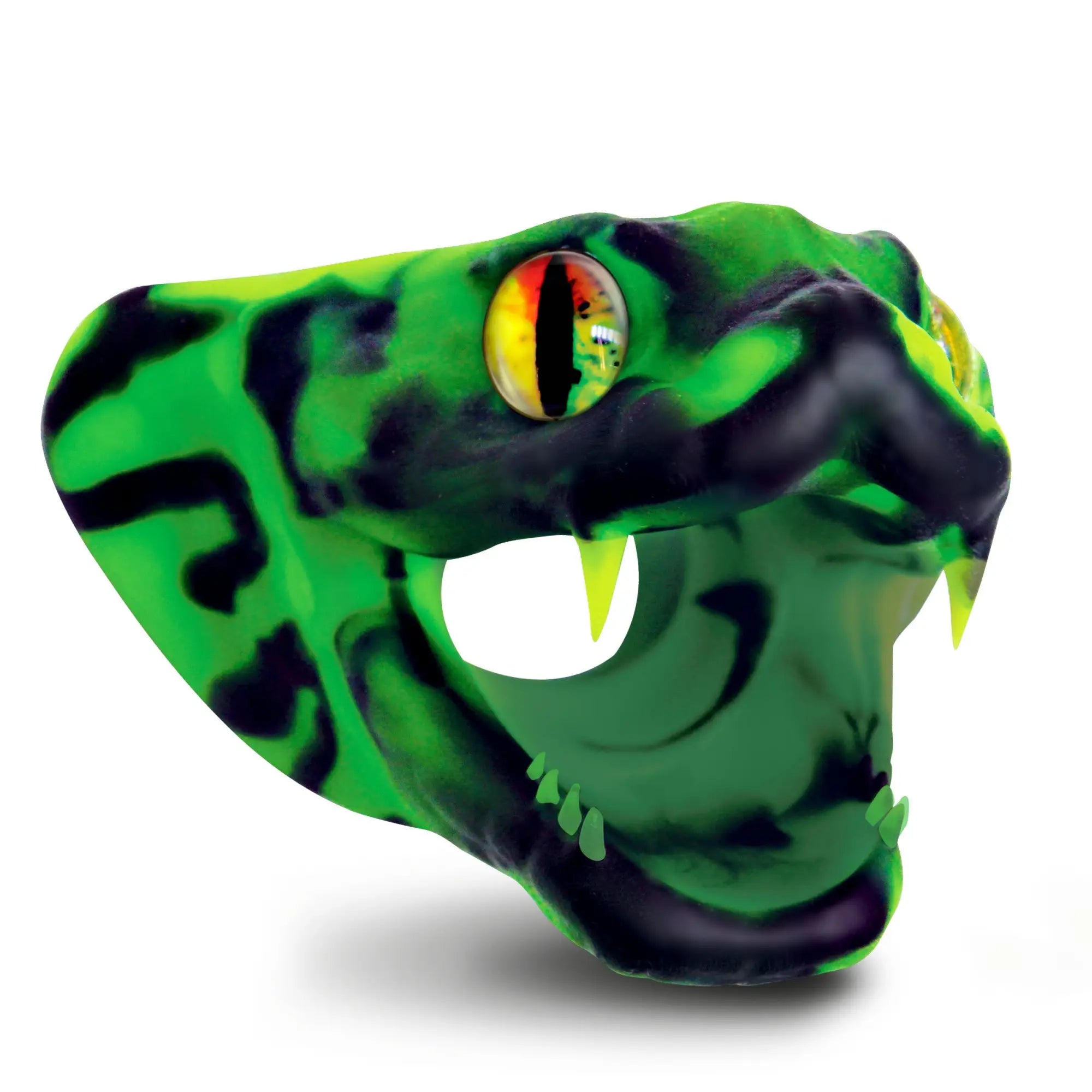 Creature Cocks Master Cobra silicone ring: a green and black textured snake head with detailed realistic eyes and fangs.