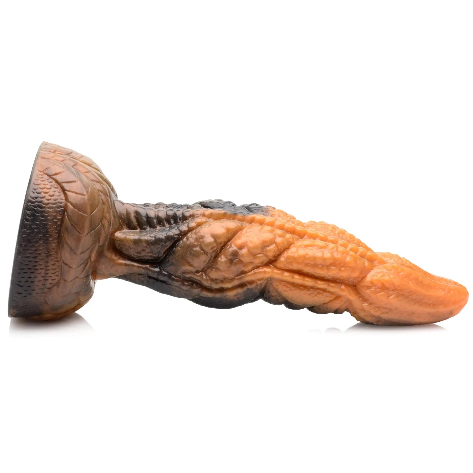 Creature Cocks Ravager rippled tentacle silicone dildo in a textured brown and orange gradient on a white background.