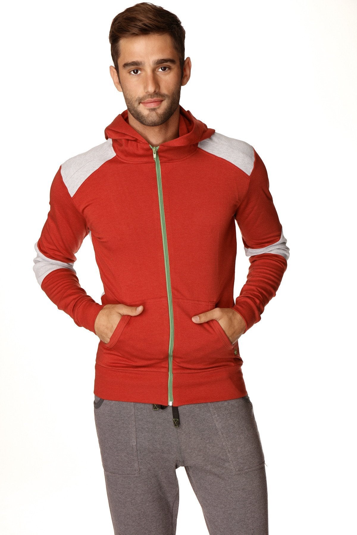 Figurbetonter Crossover Yoga Track Performance Hoodie (Zinnobergrau)