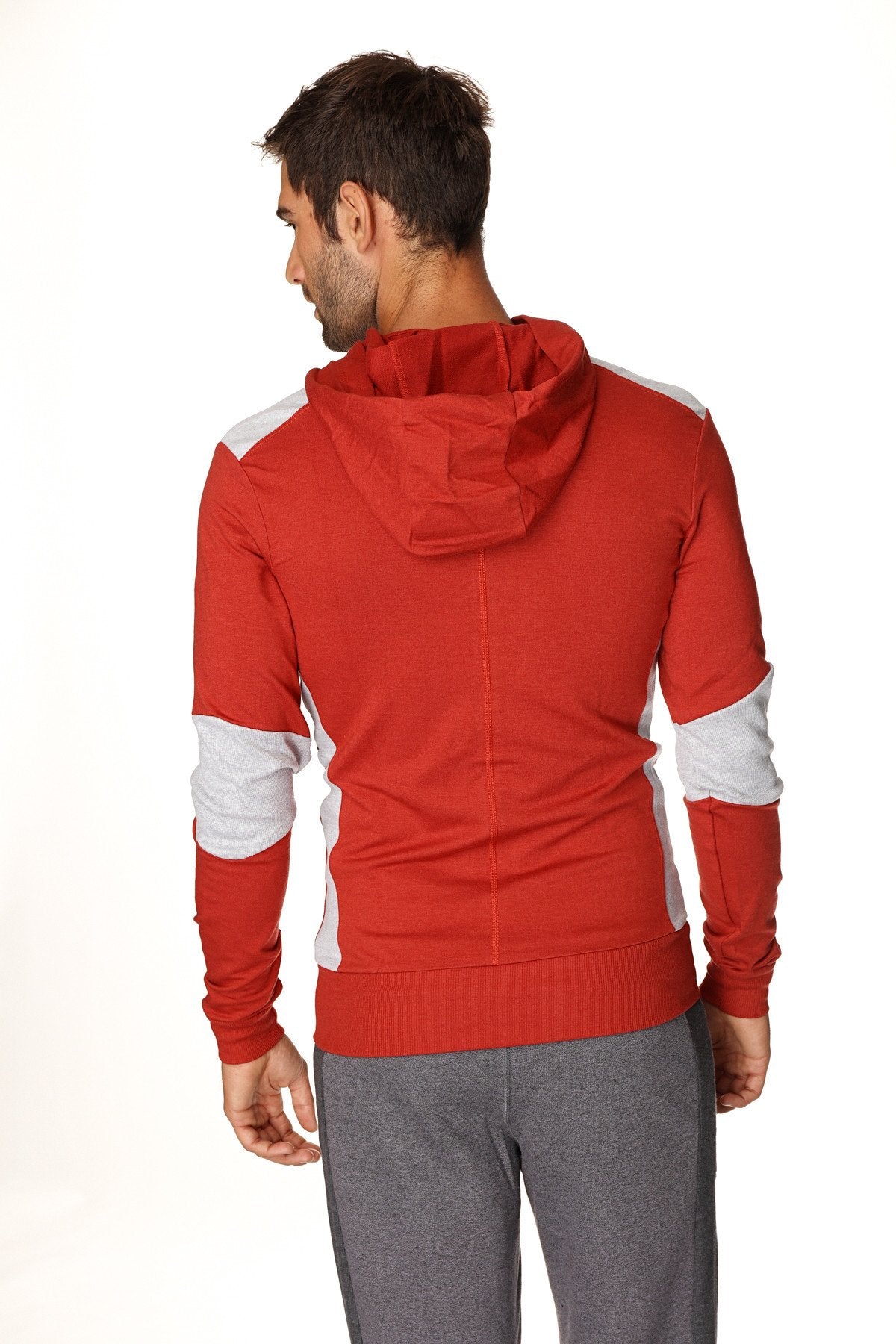 Figurbetonter Crossover Yoga Track Performance Hoodie (Zinnobergrau)