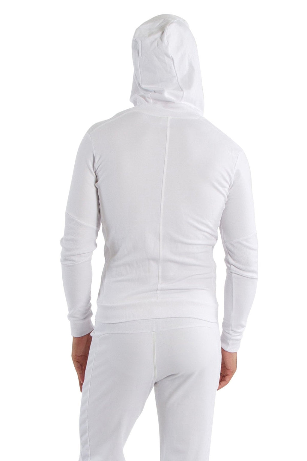 Form-fit Crossover Yoga Track PerformanceHoodie (White w/Green Zipper)