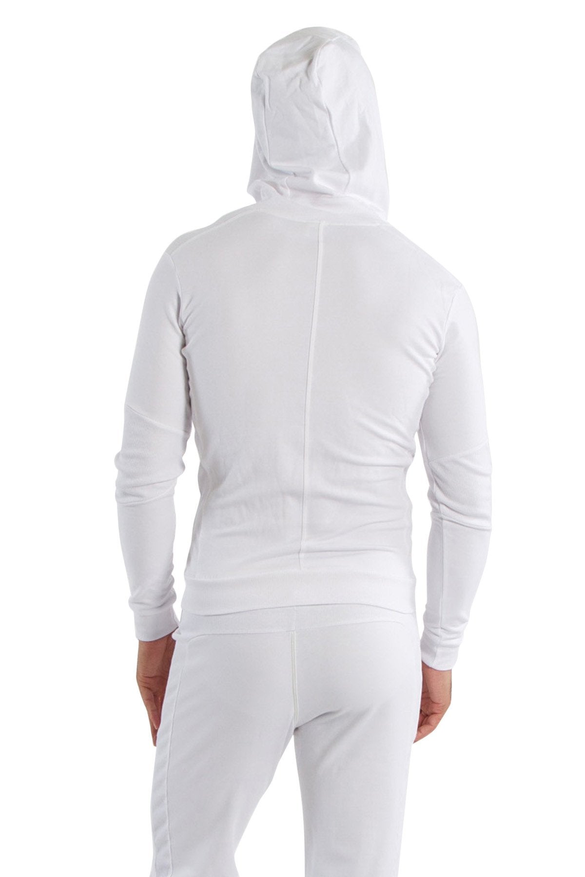 Form-fit Crossover Yoga Track PerformanceHoodie (White w/Green Zipper)