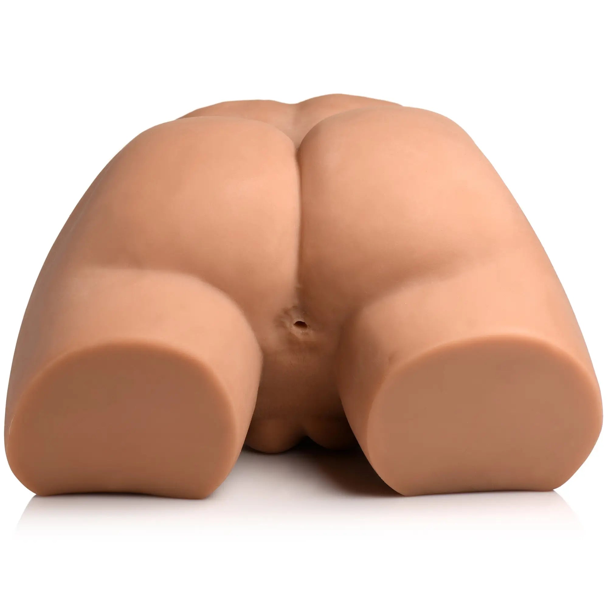 Curve Toys tan, realistic buttocks-shaped male masturbator with a central opening on a white background.