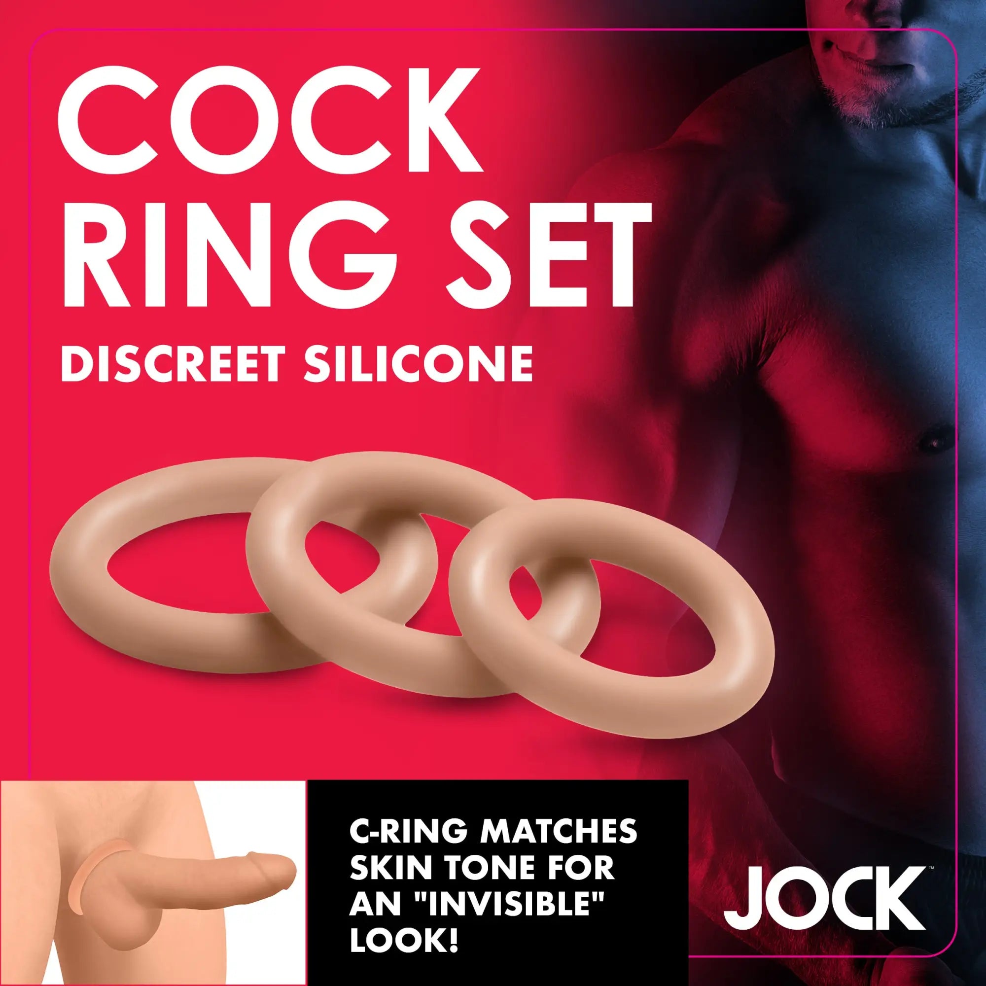 Curve Toys Discreet Silicone Cock Ring Set: three flexible, skin-tone rings designed for a discreet, natural look.