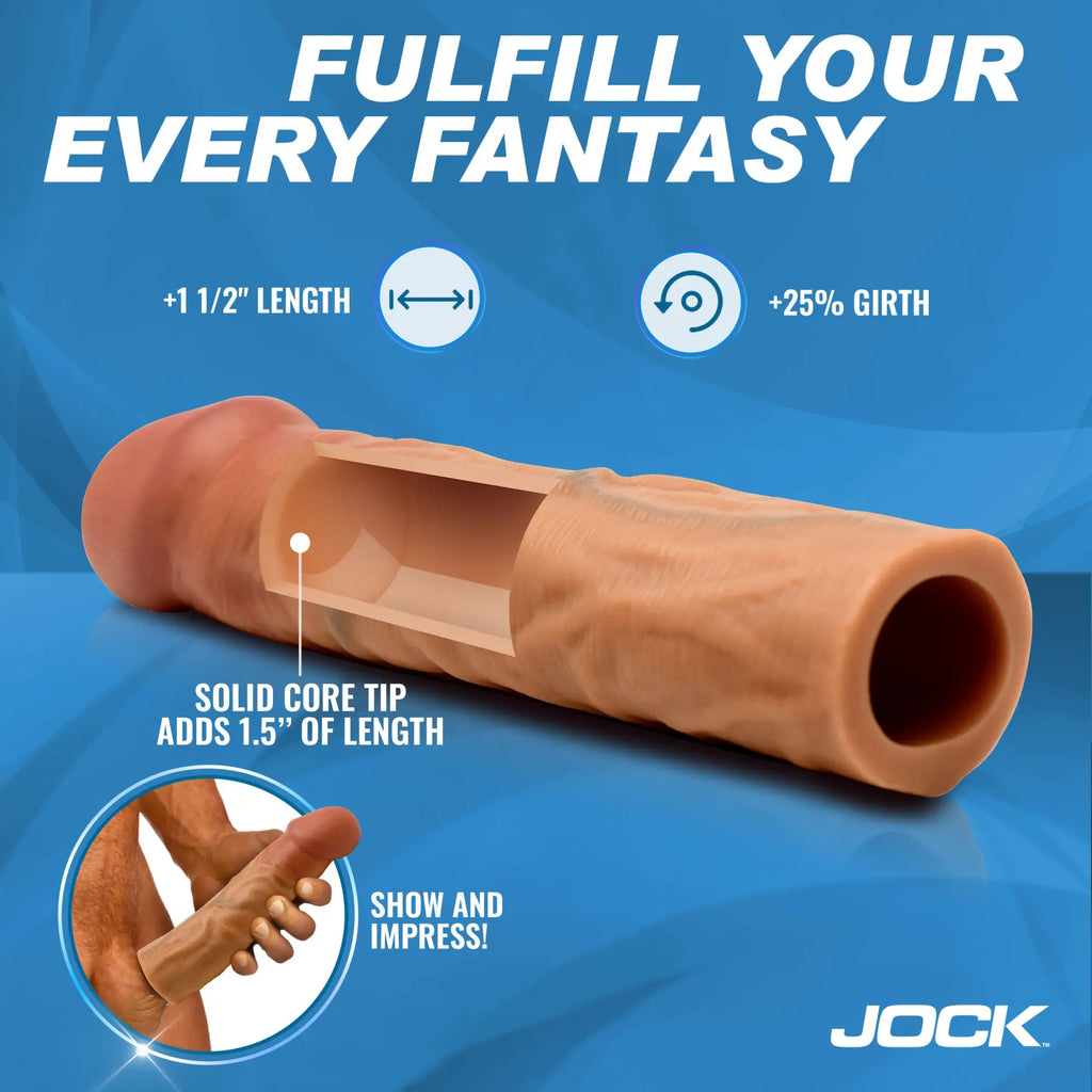 Curve Toys 1.5" Realistic Penis Extension: a flesh-toned, textured sleeve with a solid core tip for added length.