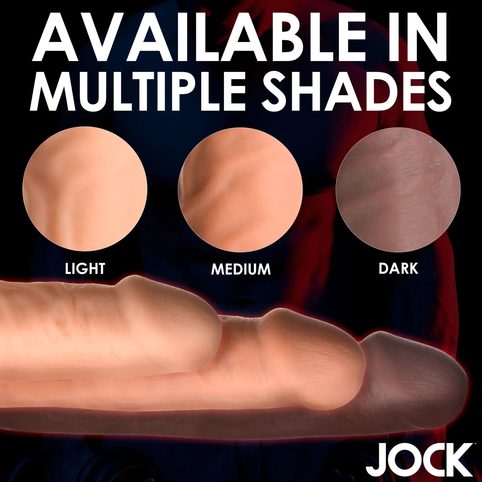 Curve Toys 3-inch penis extension shown in light, medium, and dark skin tones against a dark background.