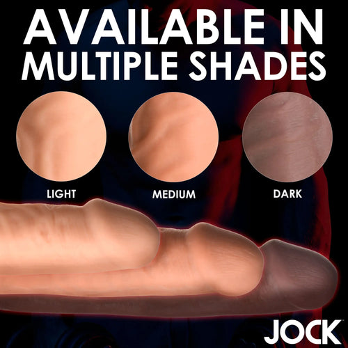 Curve Toys 3-inch penis extension shown in light, medium, and dark skin tones against a dark background.