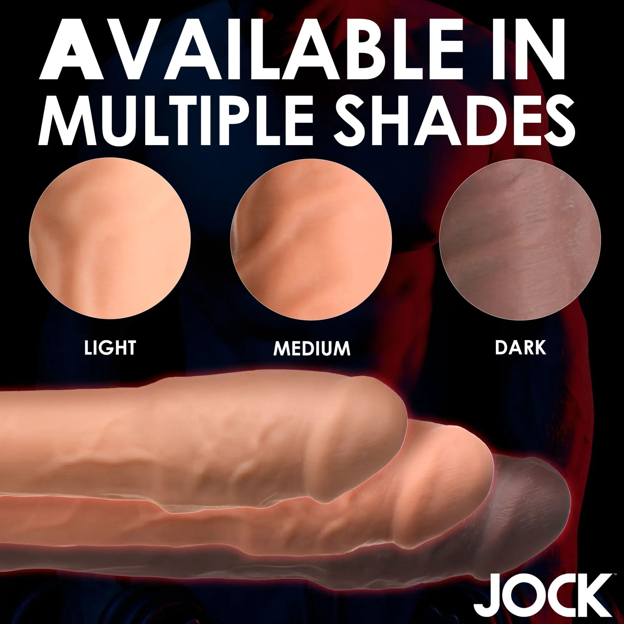 Curve Toys 2-inch penis extension shown in light, medium, and dark skin tones against a black background.