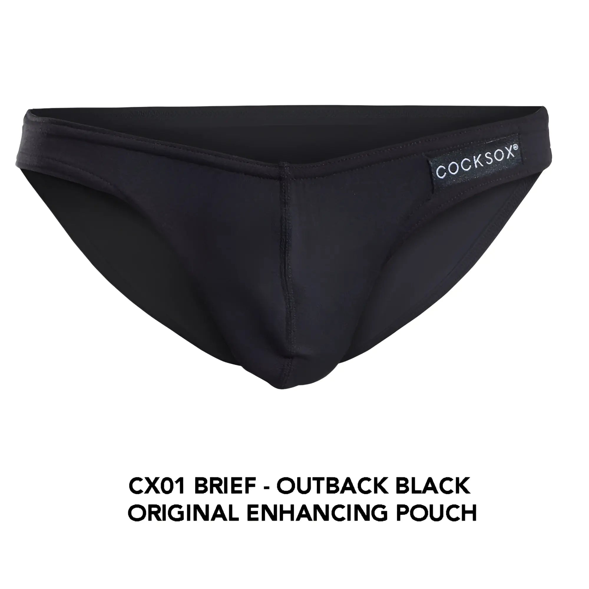 Black cocksox cx01 brief in black with outback design and original enhancing pouch for comfortable support