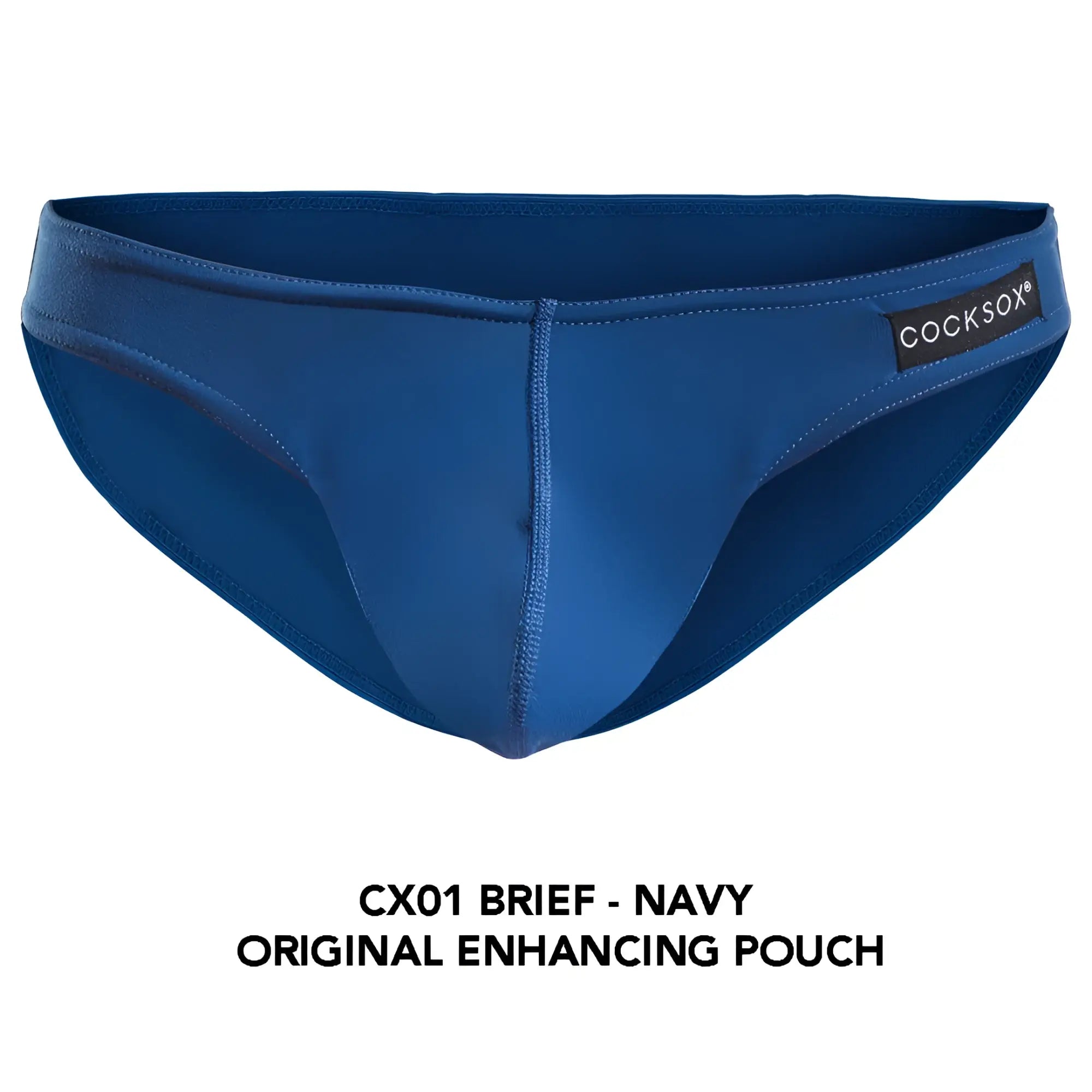 Navy blue cocksox cx01 brief with original enhancing pouch designed for comfortable support and style