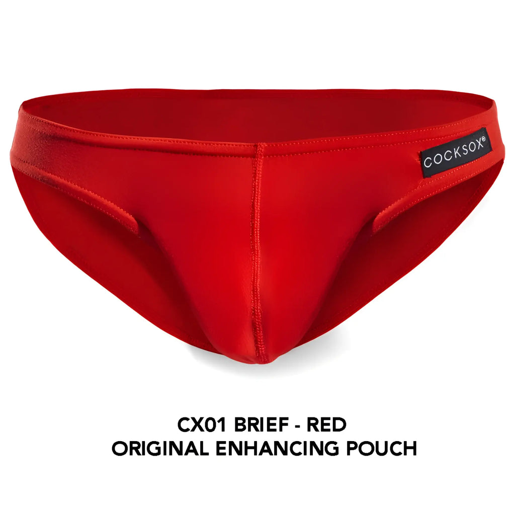 Red cocksox cx01 brief in red with original enhancing pouch for comfortable and supportive men’s underwear