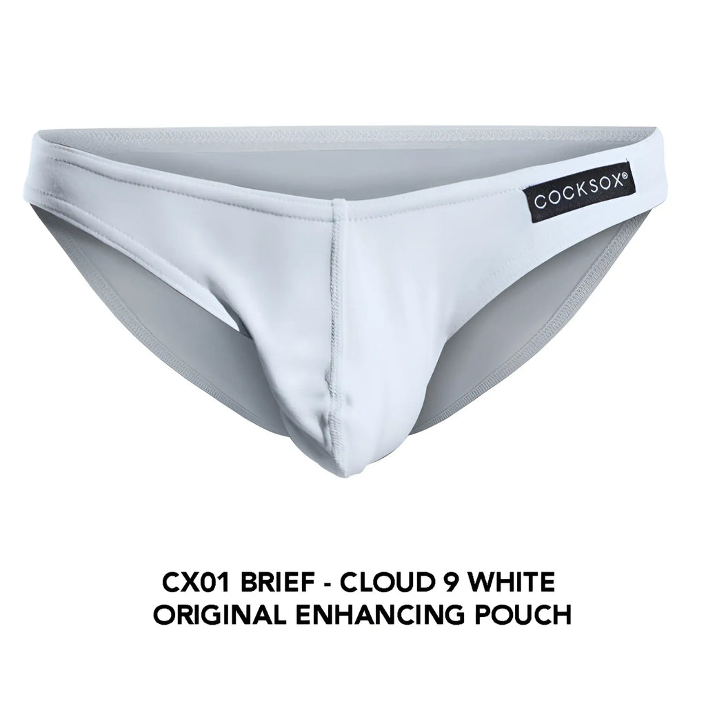 White cocksox cx01 brief with cloud 9 white original enhancing pouch design for comfortable support