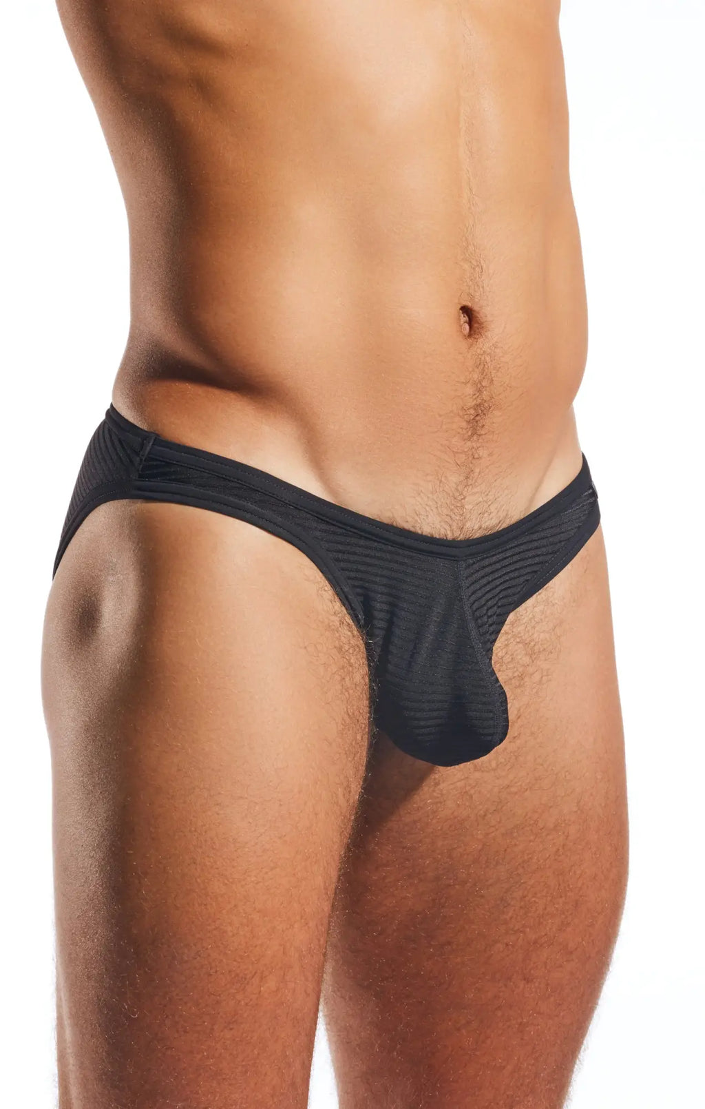 Black textured men’s briefs cx01lux semi sheer brief with contoured design for comfortable everyday wear
