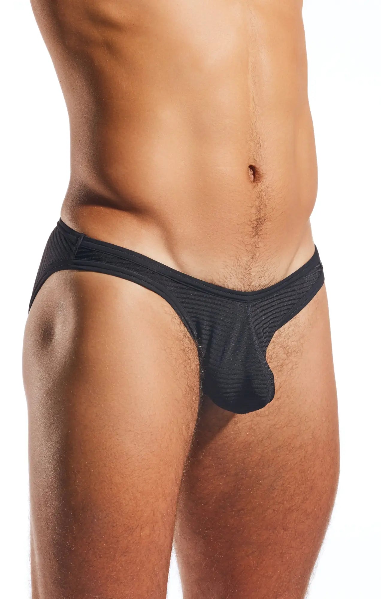 Black textured men’s briefs cx01lux semi sheer brief with contoured design for comfortable everyday wear