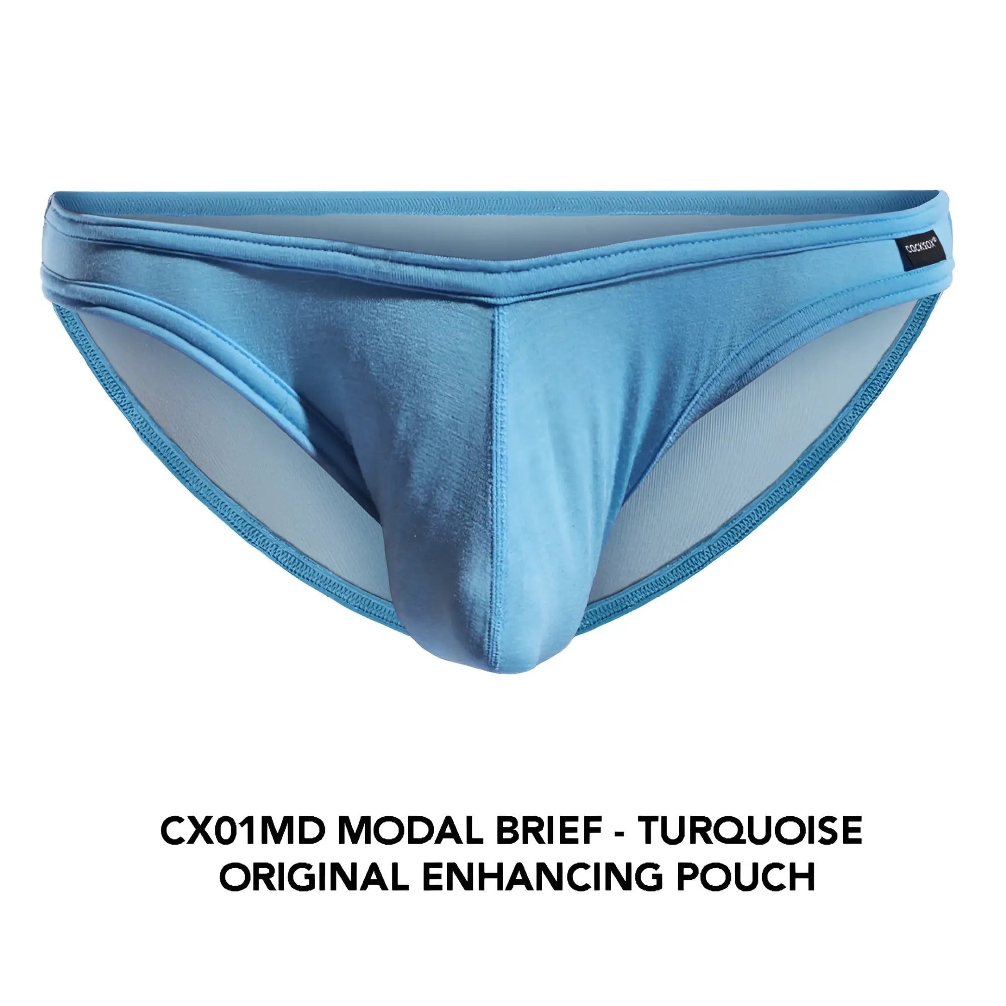 Turquoise modal cx01md brief with subtle sheen and reinforced stitching along the edges for comfortable support