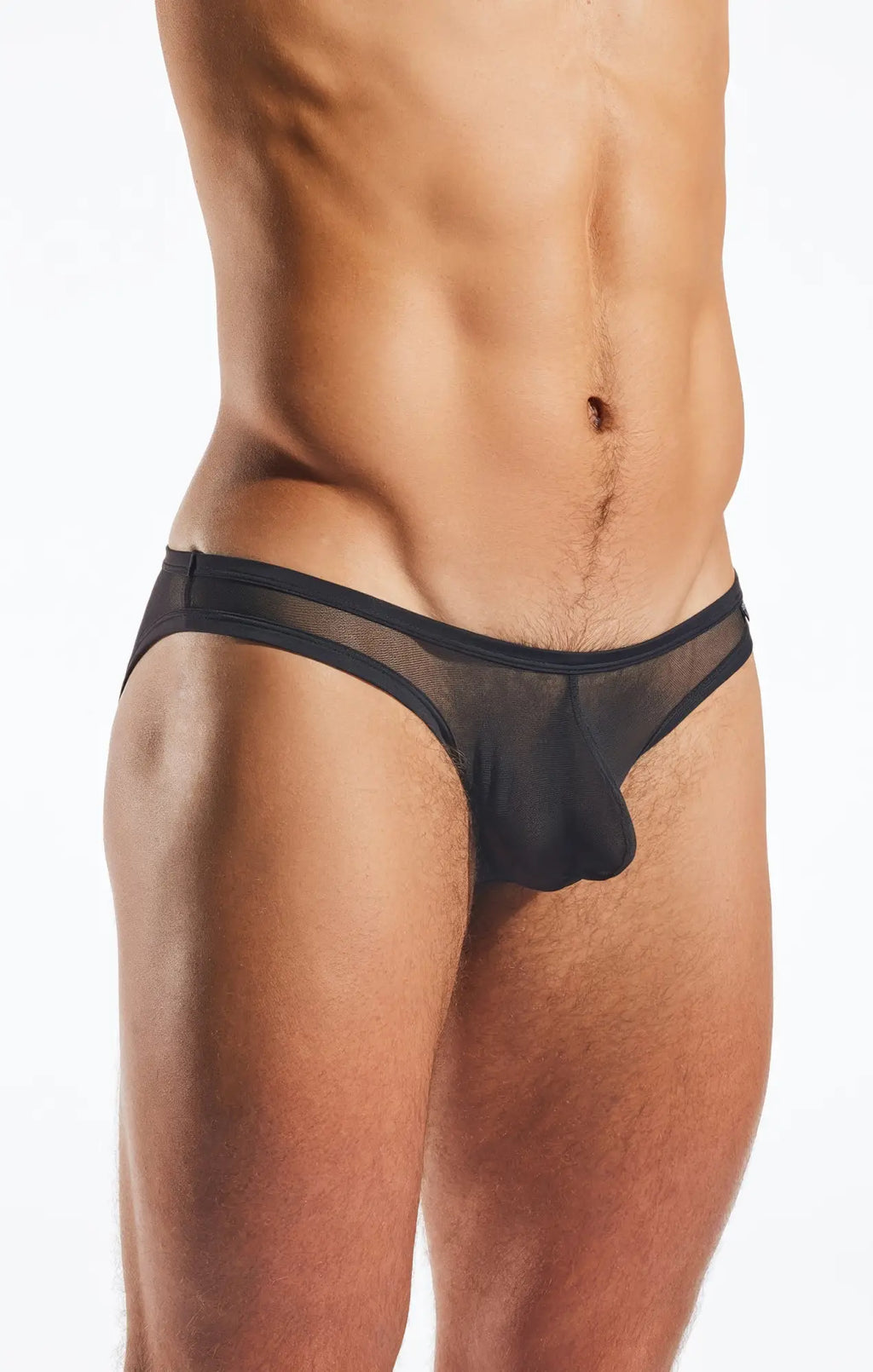 Black sheer mesh briefs cx01me with a solid black waistband perfect for comfortable everyday wear
