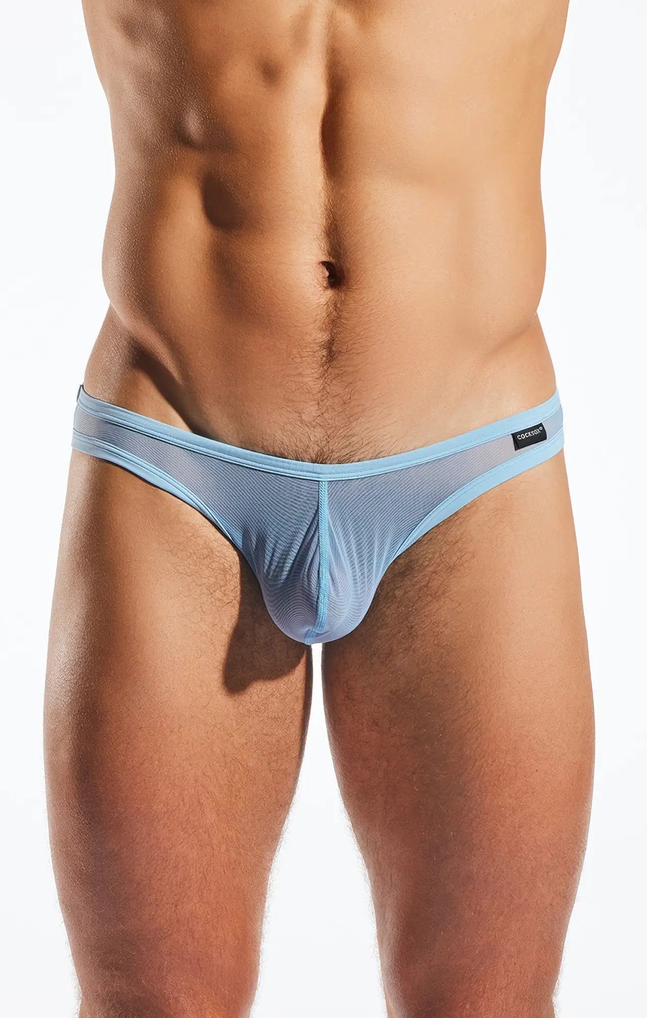 Light blue mesh brief cx01me with a sleek form-fitting design and breathable mesh material
