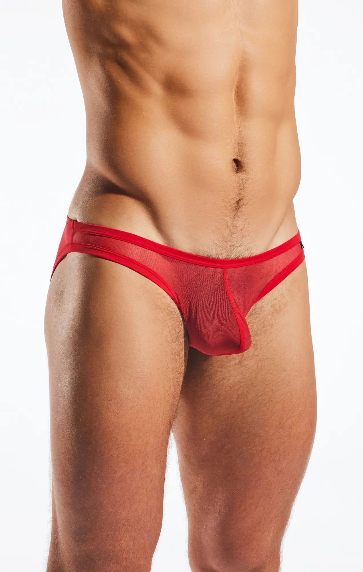 Red mesh briefs cx01me with solid red waistband feature breathable mesh fabric for comfortable wear