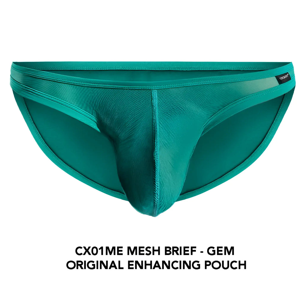 Teal cx01me mesh brief with seamless construction and central pouch designed for comfort and breathability