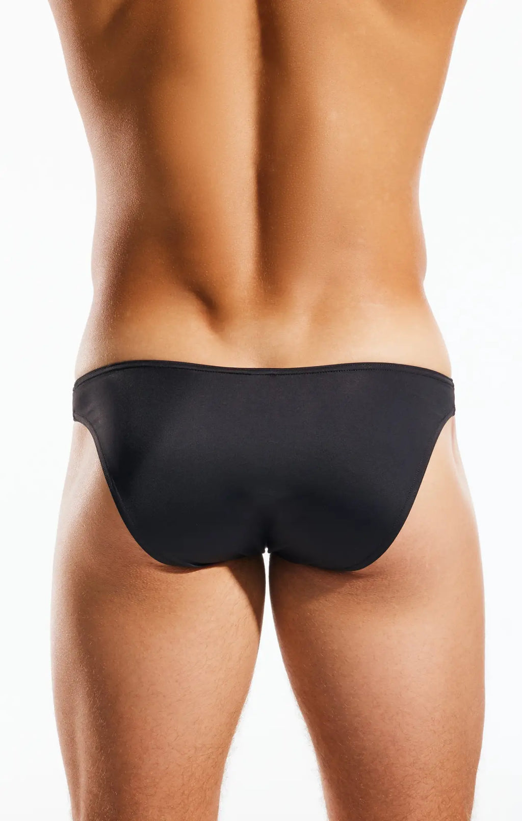 Black cx02 swim brief swim trunks with smooth, sleek, form-fitting design ideal for swimming and water sports