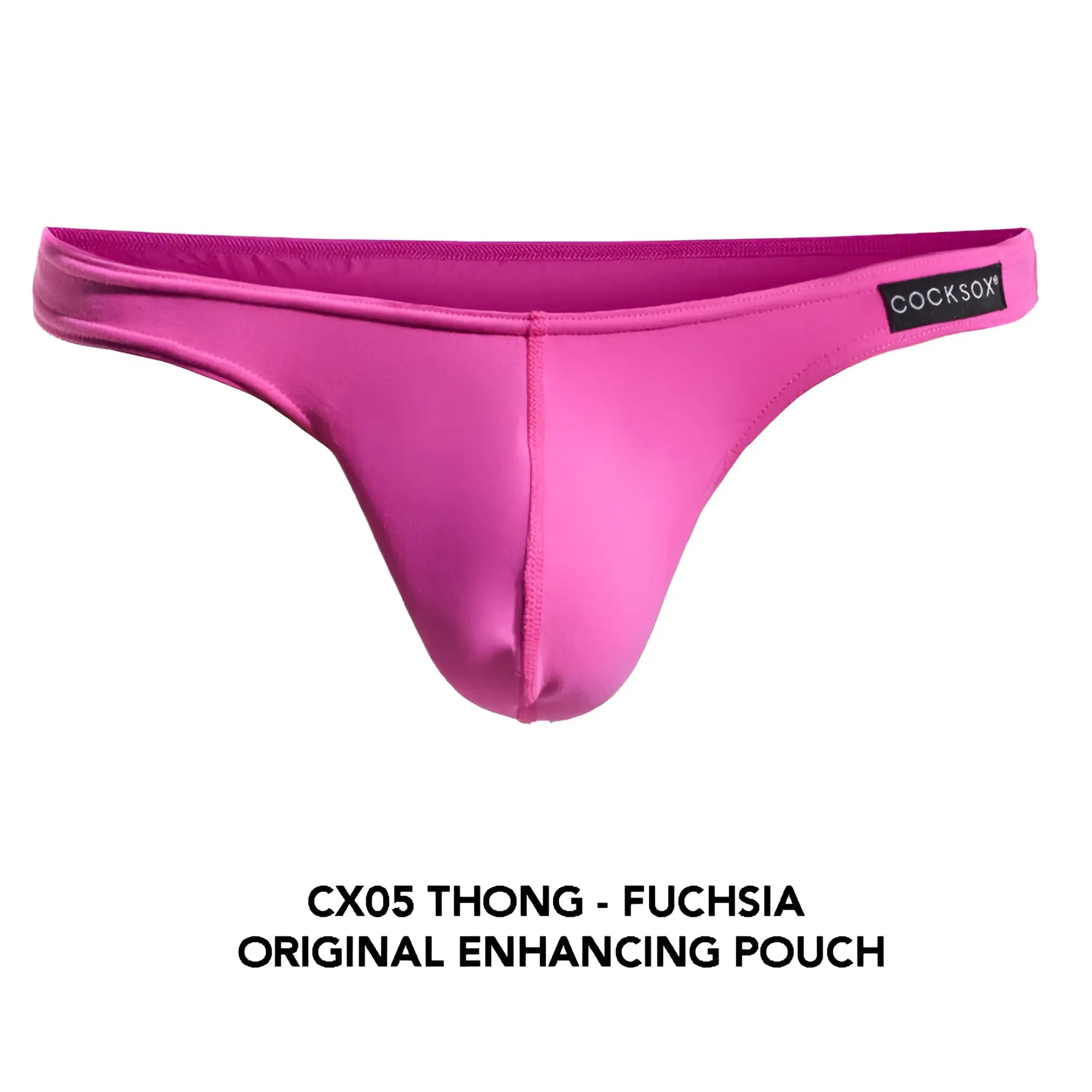 Fuchsia cocksox cx05 thong with smooth stretchy fabric and original enhancing pouch design for comfortable support