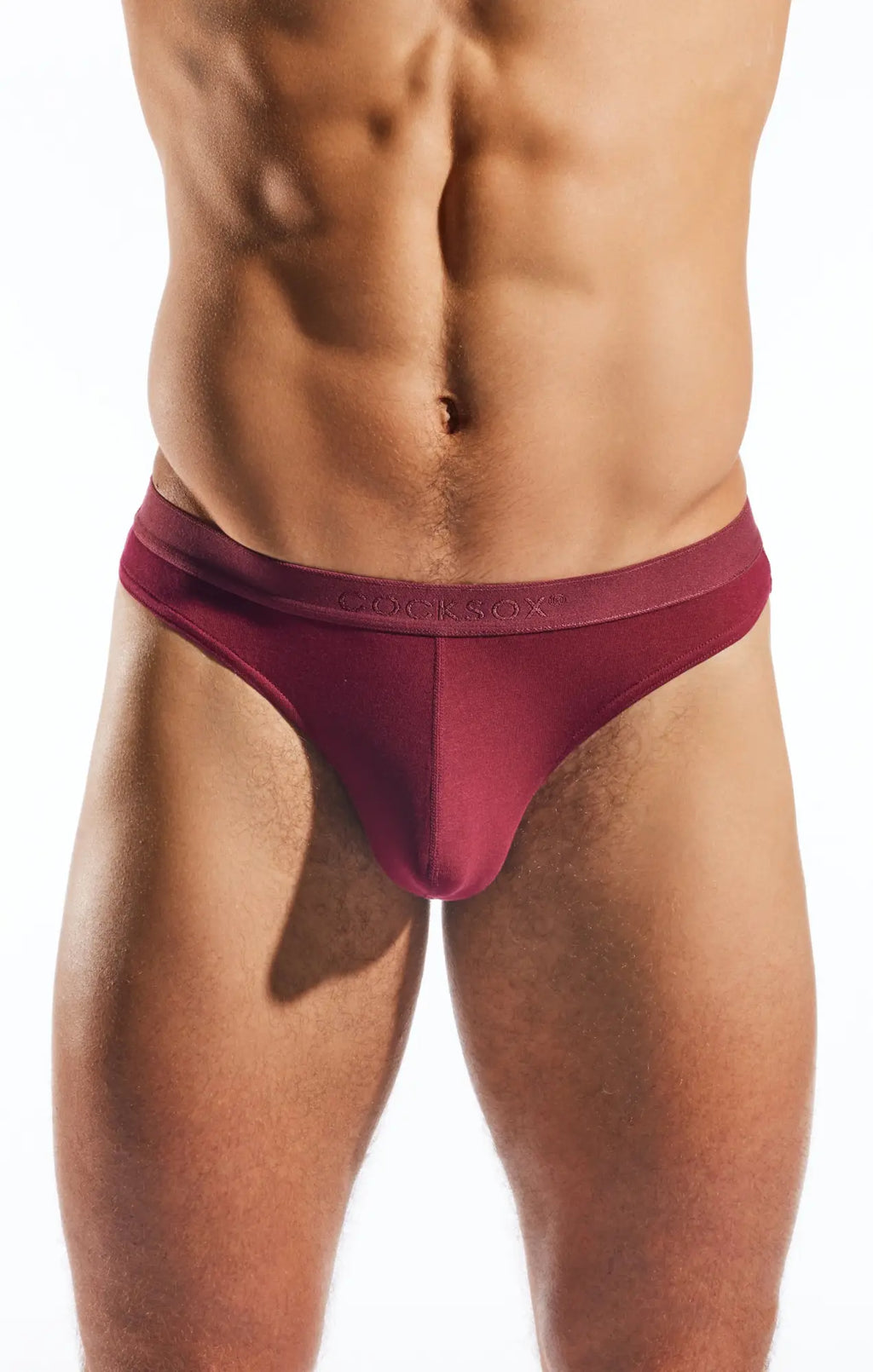 Cocksox cx05md thong in maroon with smooth seamless design and elastic waistband for comfortable fit