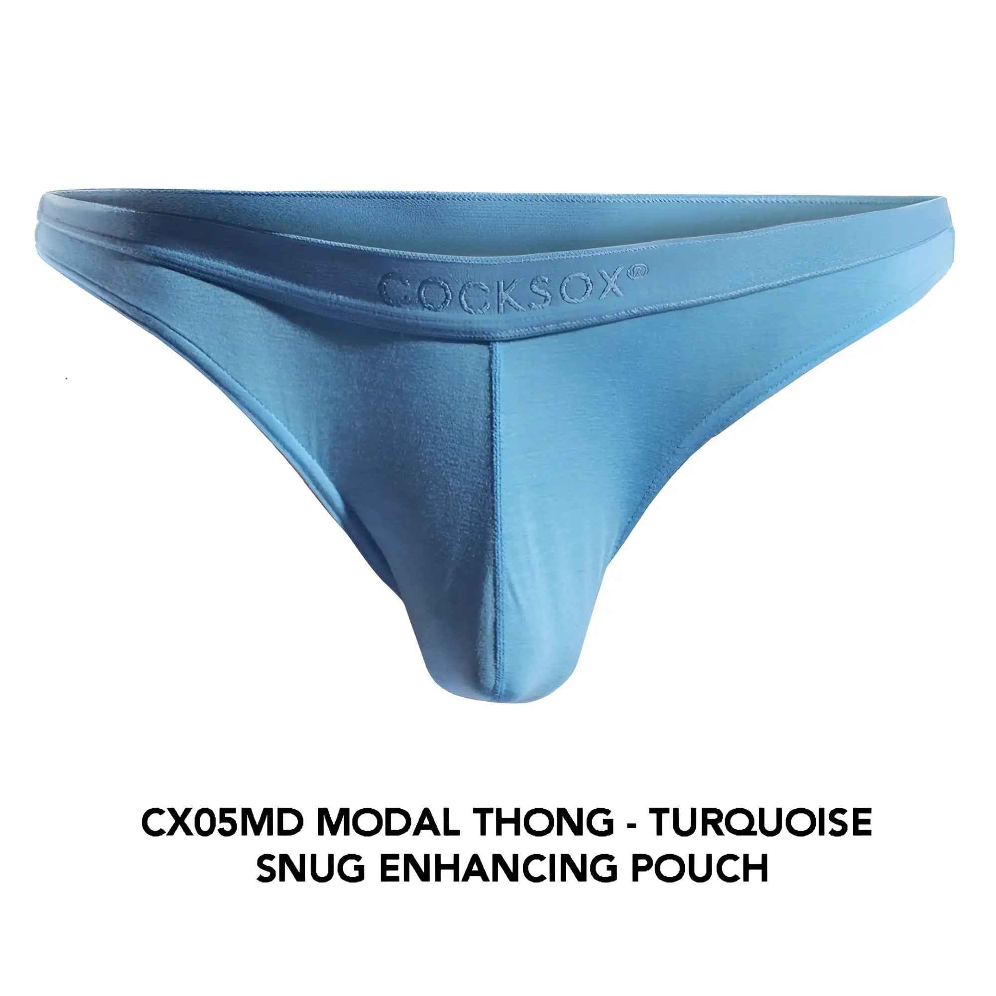 Turquoise modal thong cx05md with snug enhancing pouch and cocksox branded waistband for comfortable wear