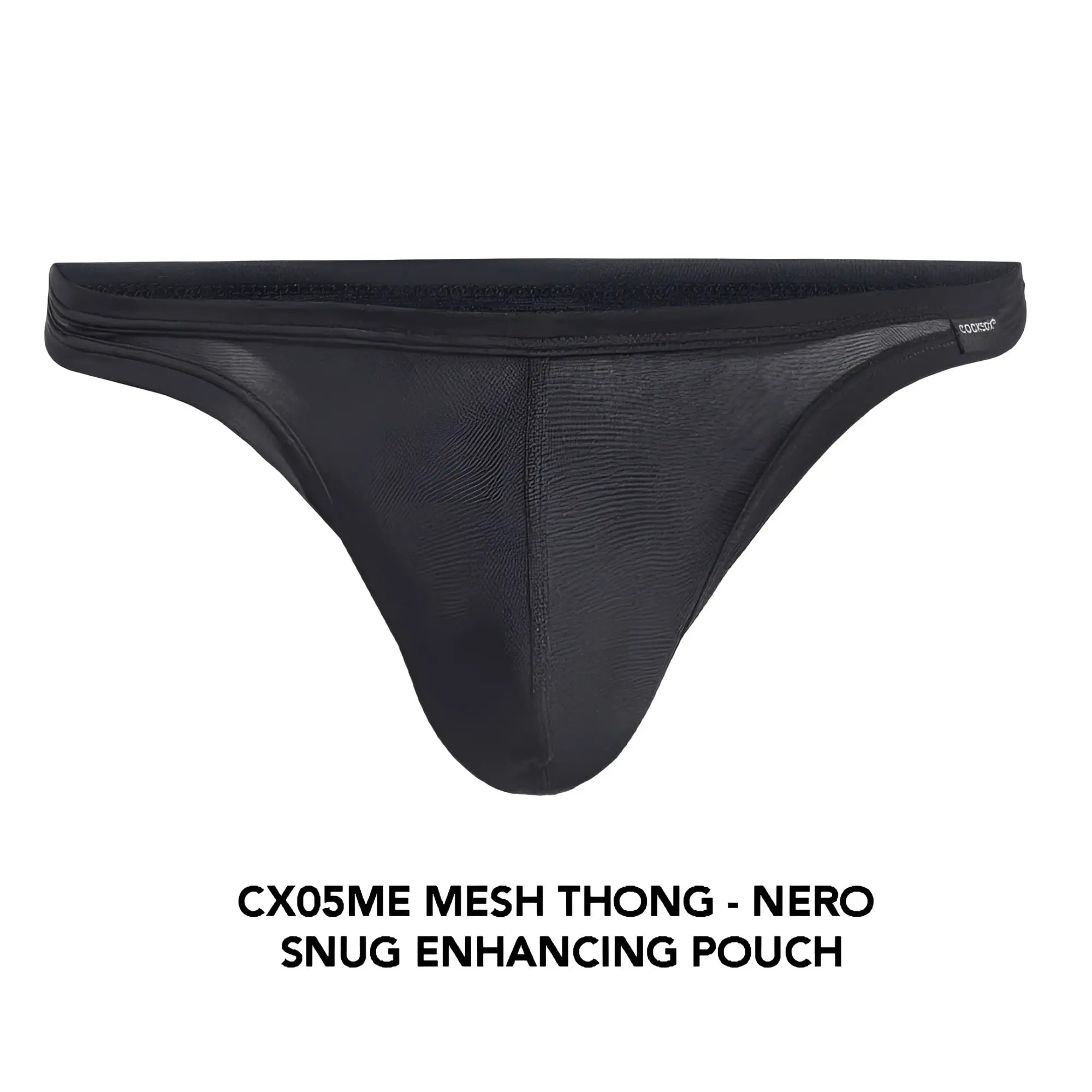 Black mesh thong CX05ME with snug enhancing pouch design for comfortable and supportive wear