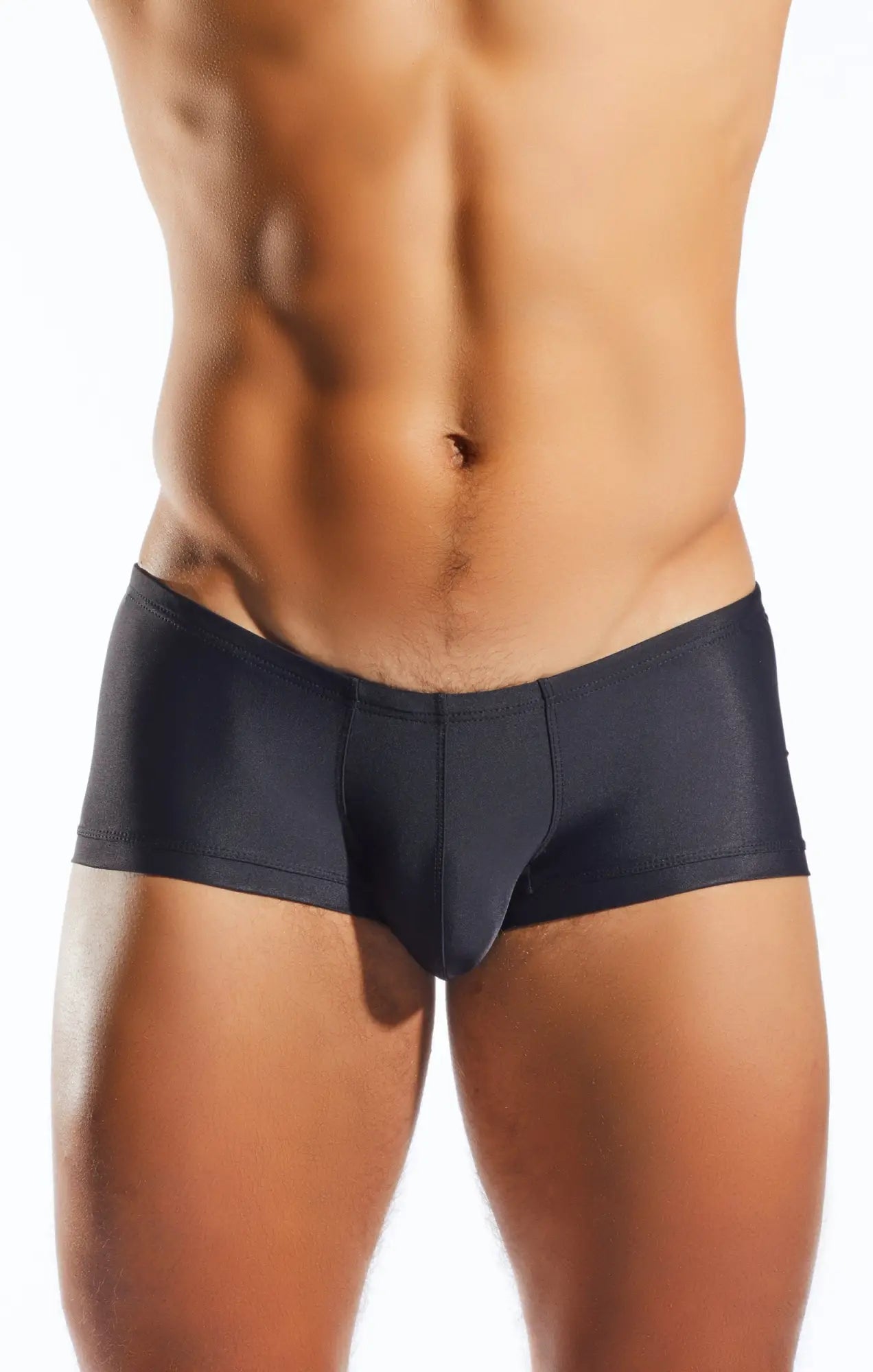 Black cx08 swim trunk men’s briefs with smooth stretchy fabric and contoured design for a comfortable fit