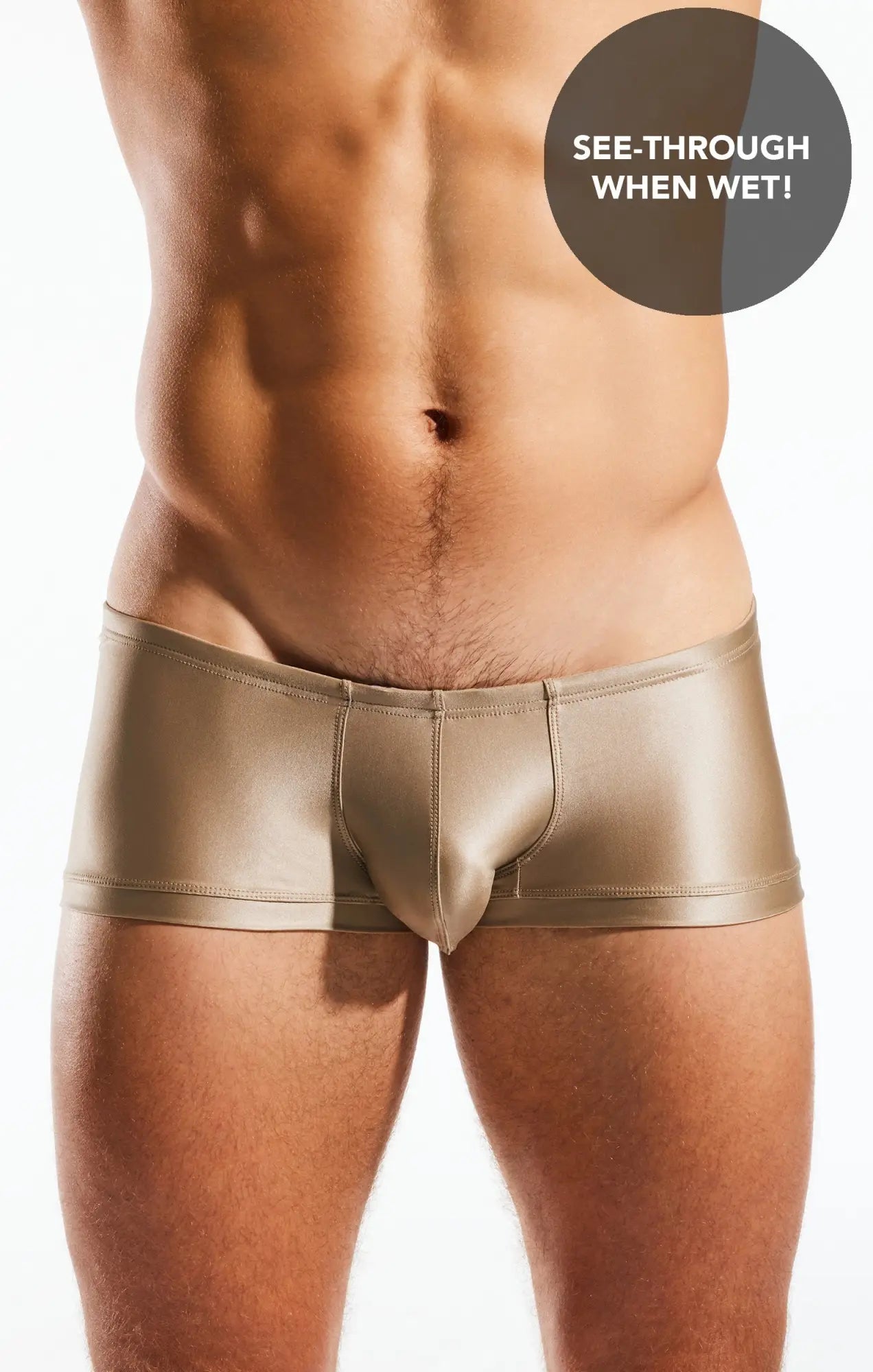 Cx08gs swim trunk shiny metallic gold briefs with sleek form-fitting design for swimwear and water activities