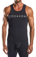 Black cocksox cx09 tank top in black with white logo across the chest made from breathable fabric for casual wear
