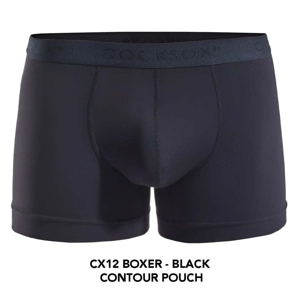 Black cocksox cx12 boxer briefs with contour pouch and elastic waistband for comfortable all-day wear