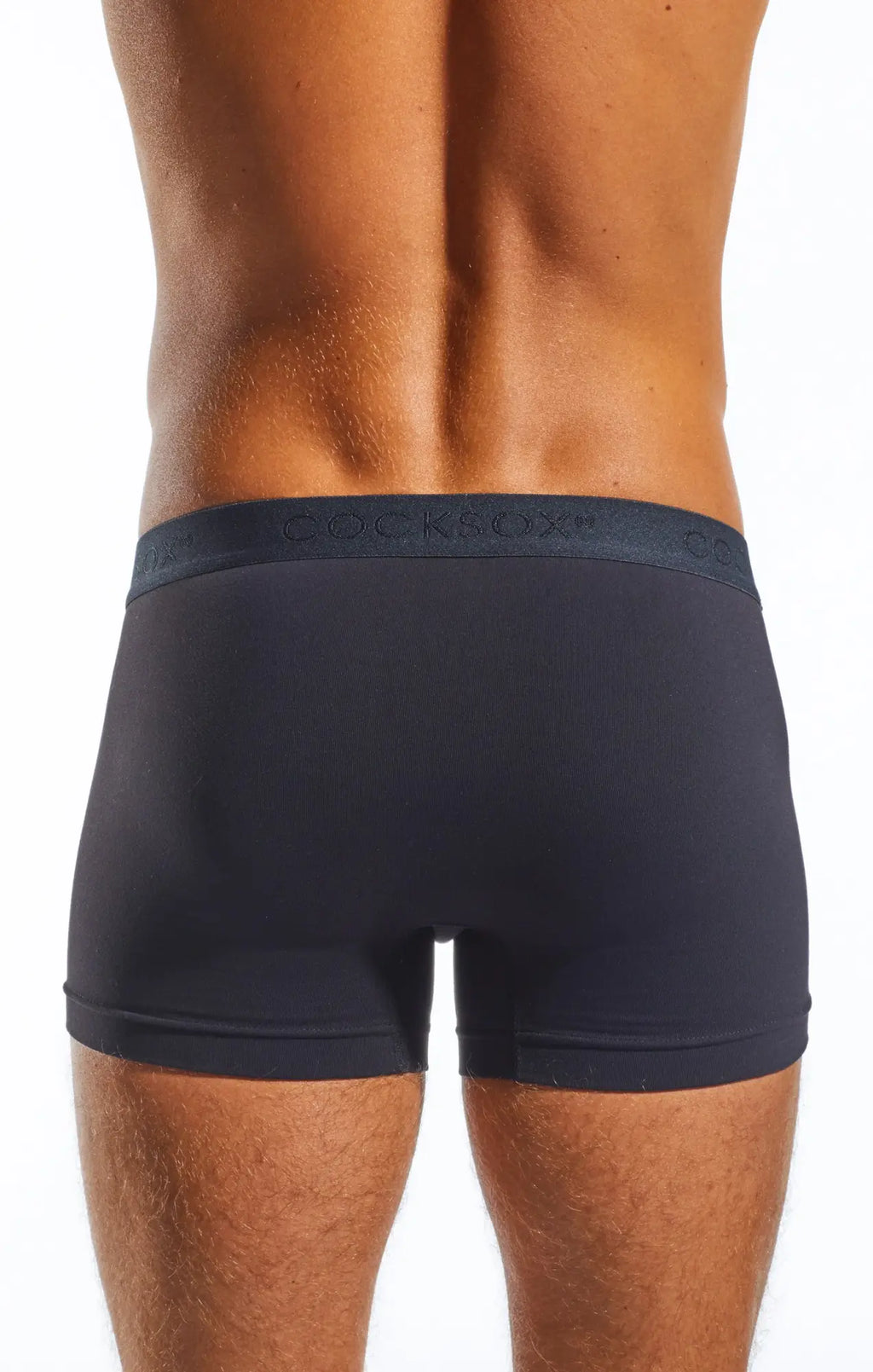 Dark navy blue cocksax cx12 boxer briefs with matching elastic waistband featuring brand logo in front view