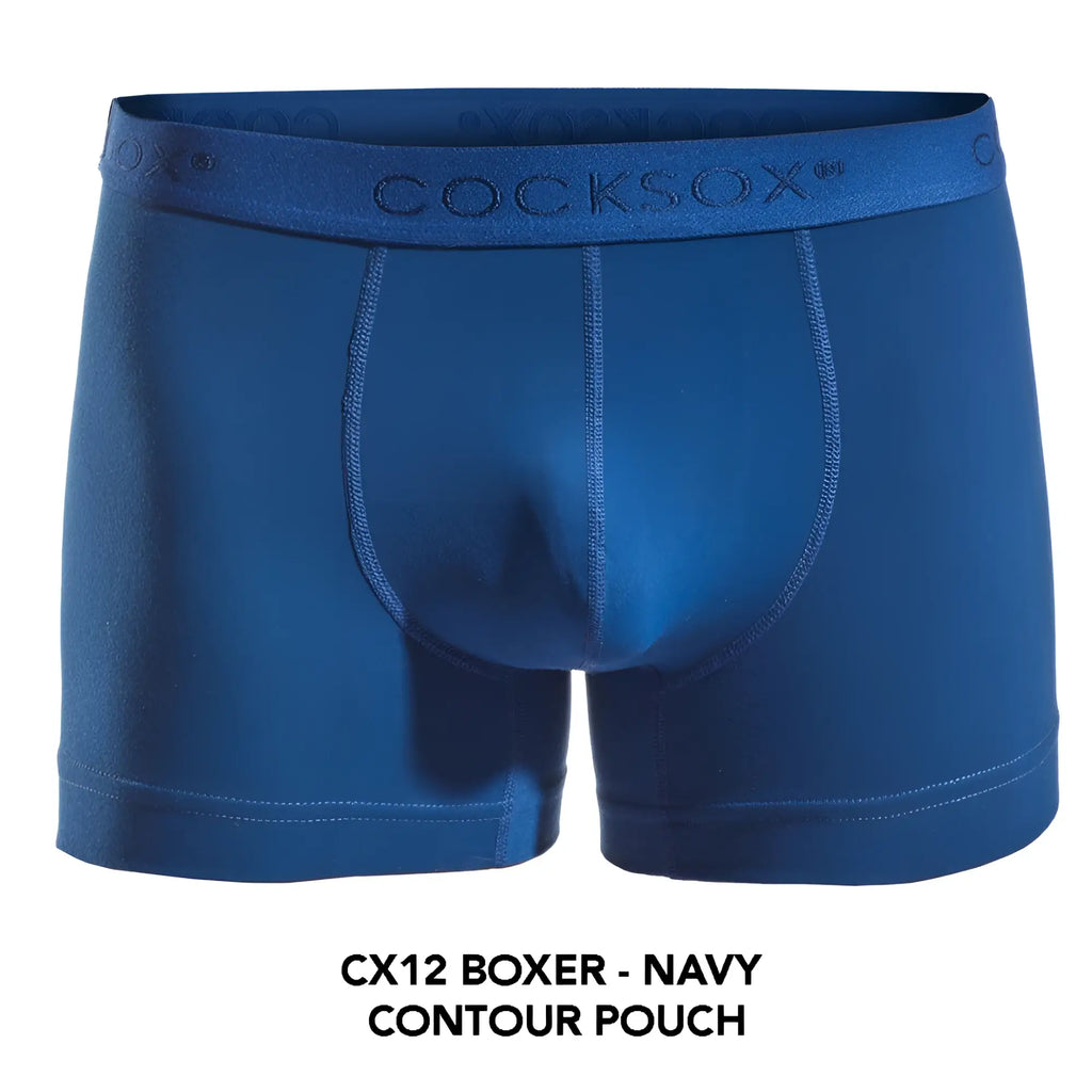 Navy blue cocksox cx12 boxer briefs with contour pouch design made from soft breathable fabric for everyday comfort