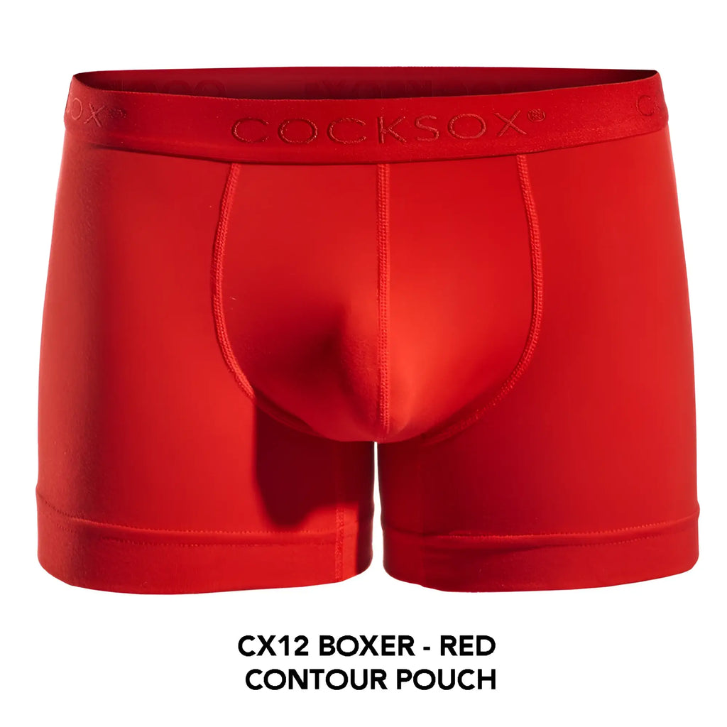 Red cocksox cx12 boxer briefs in red with contour pouch design for comfortable support and style