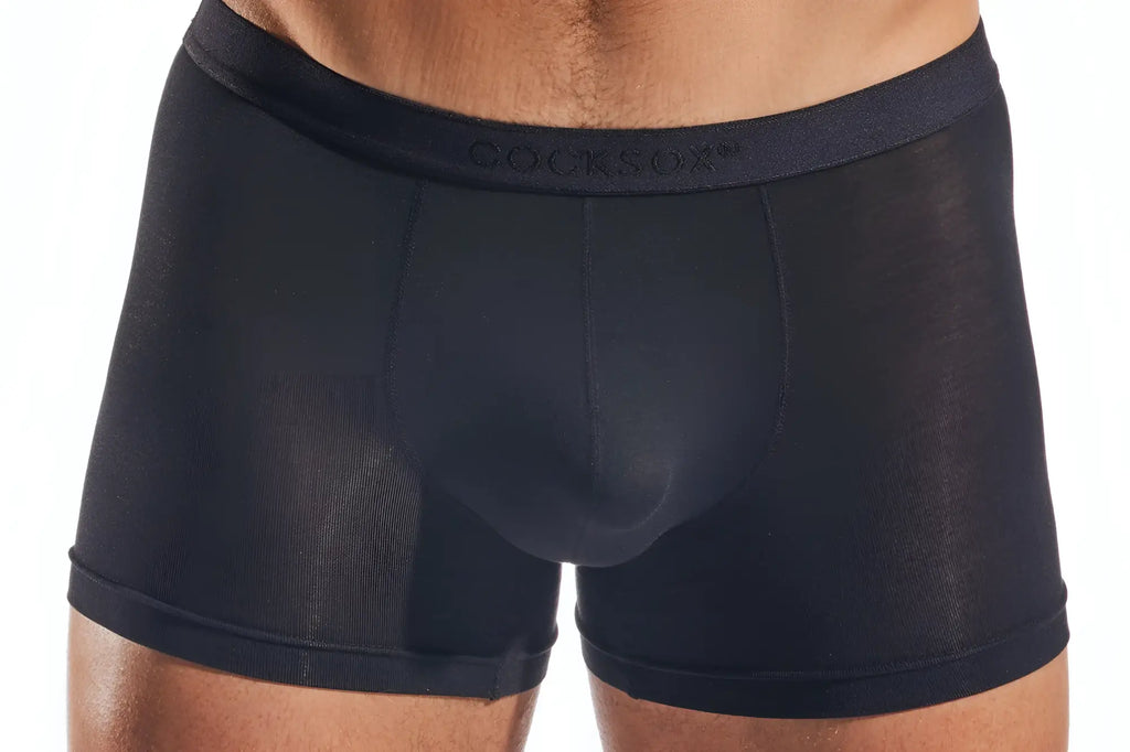 Black cocksox cx12md boxer men’s boxer briefs with smooth sheer fabric and reinforced waistband