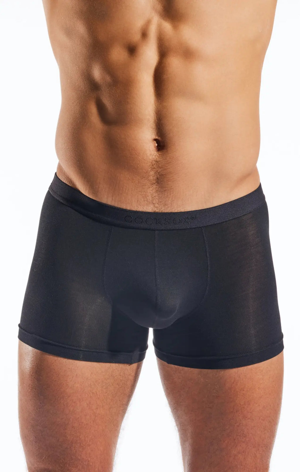Black mens boxer briefs cx12md with smooth form fitting design and subtle branded embroidery on waistband