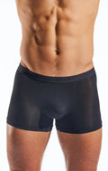 Black mens boxer briefs cx12md with smooth form fitting design and subtle branded embroidery on waistband