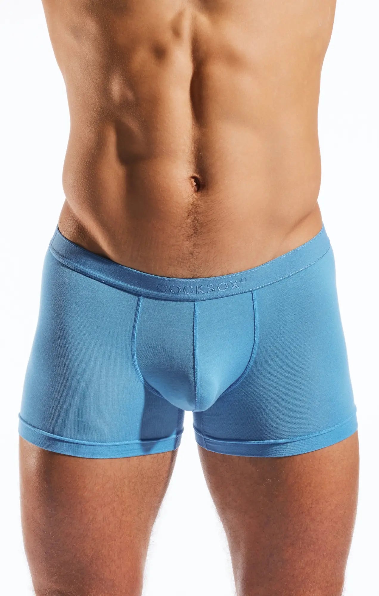 Light blue cx12md boxer men’s briefs with smooth form-fitting design and elastic waistband for comfortable wear
