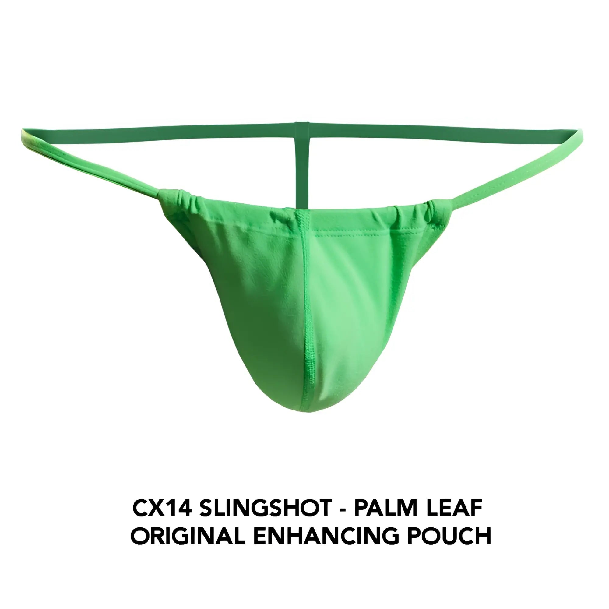 Green cx14 slingshot palm leaf original enhancing pouch showing front design for cx14 slingshot use