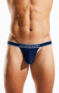Navy blue cocksox cx16bb bikini briefs with white trim and subtle logo band for comfortable everyday wear