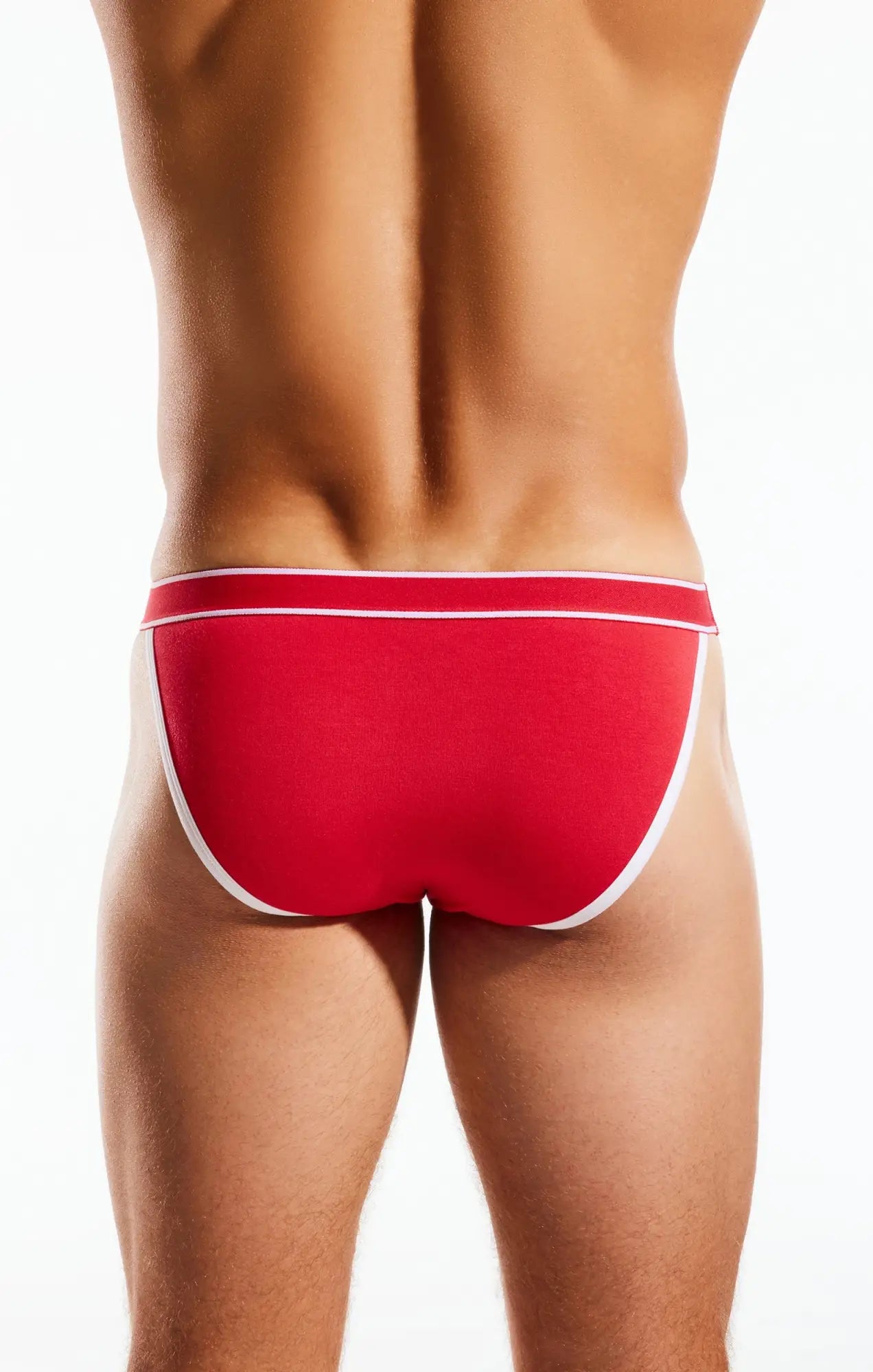 Cx16bb bikini brief in red with white trim featuring a comfortable brief style for everyday wear